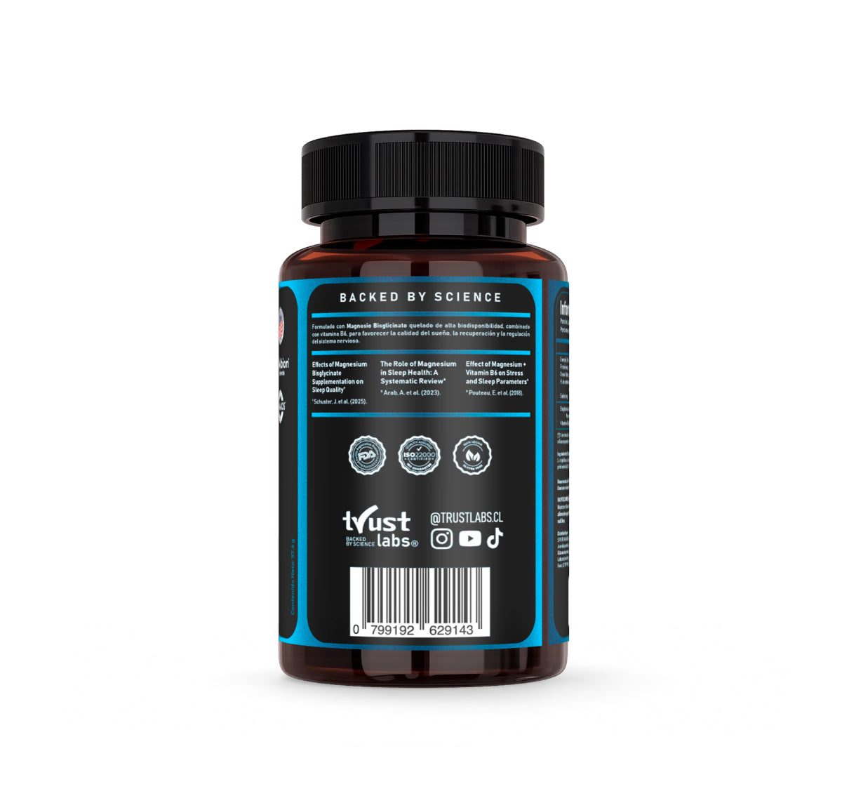 Trust Labs Restore bisglicinato de magnesio con
vitamina B6, frasco de 60 cápsulas